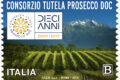 POSTE ITALIANE 62^ emissione  del 19 novembre  2019 di un francobollo dedicato al Prosecco, nel 10° anniversario del riconoscimento DOC