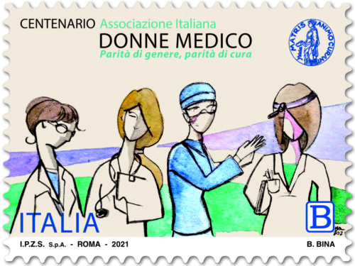 M.I.S.E. 109^ EMISSIONE di un francobollo ordinario appartenente alla serie tematica ” il Senso Civico” dedicato all’Associazione Italiana Donne Medico (AIDM), nel centenario della fondazione