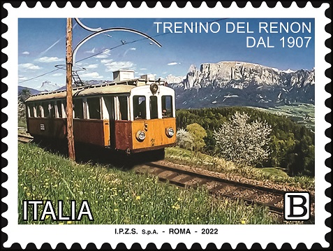 M.I.S.E. 35^ EMISSIONE 2022, del 13 Agosto, di un francobollo ordinario  appartenente alla serie tematica ” il patrimonio naturale e paesaggistico”  dedicato al Trenino del Renon – www.protofilia.it