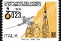 71^ emissione del 02 Ottobre 2023, di un francobollo ordinario appartenente alla serie tematica ”lo Sport" dedicato ai Campionati del Mondo di Scherma Paralimpica